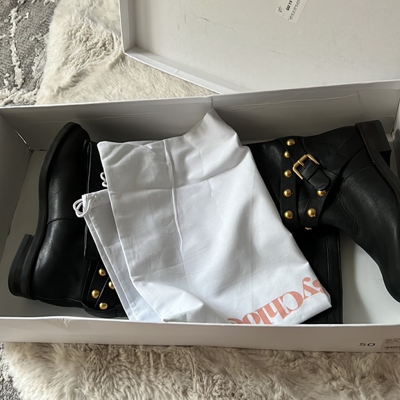 Sold 🎈SEE BY CHLOE Black Janis Studded Tall Leather Boots - Picture 8 of 10